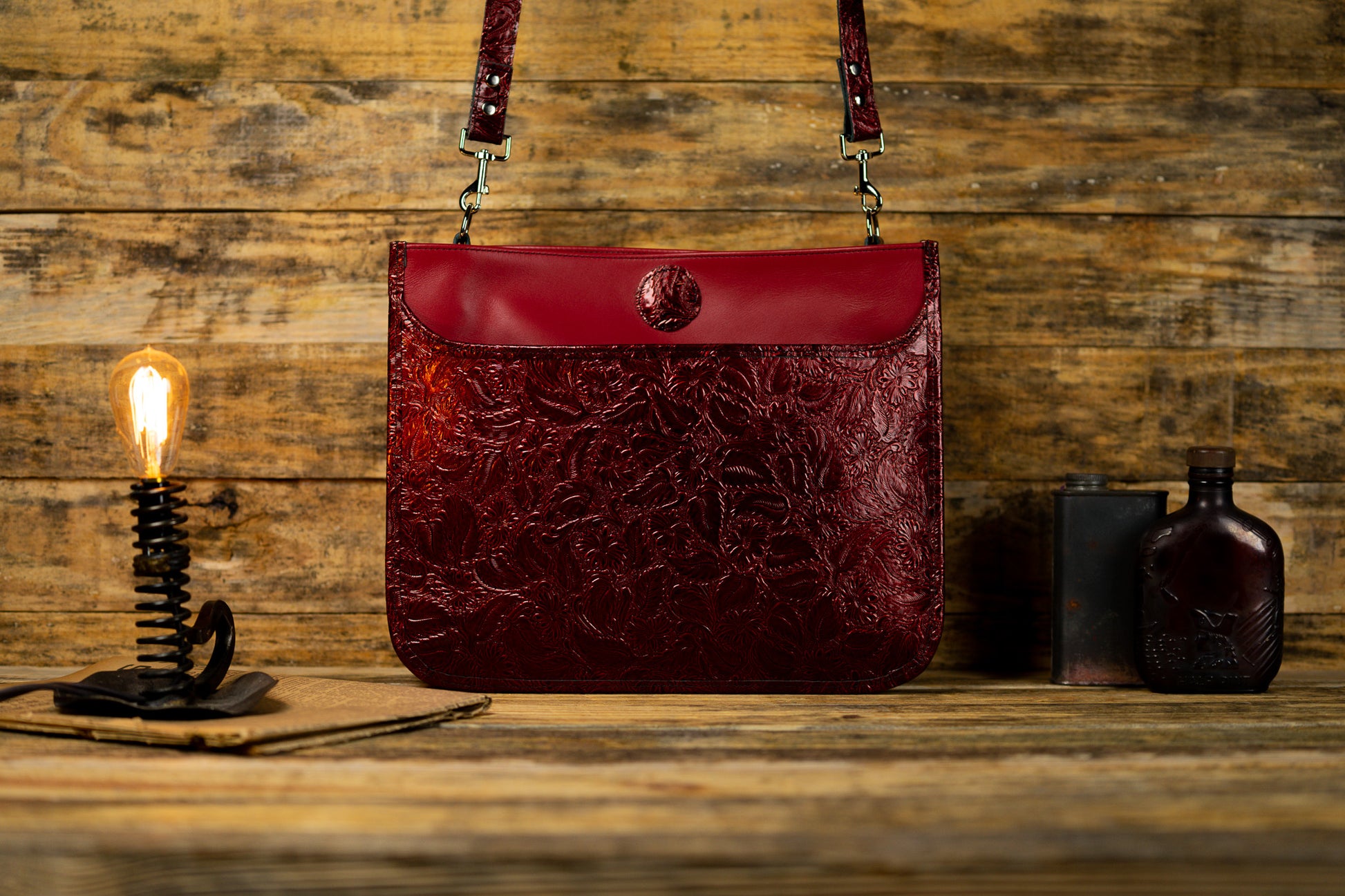 Red leather purse