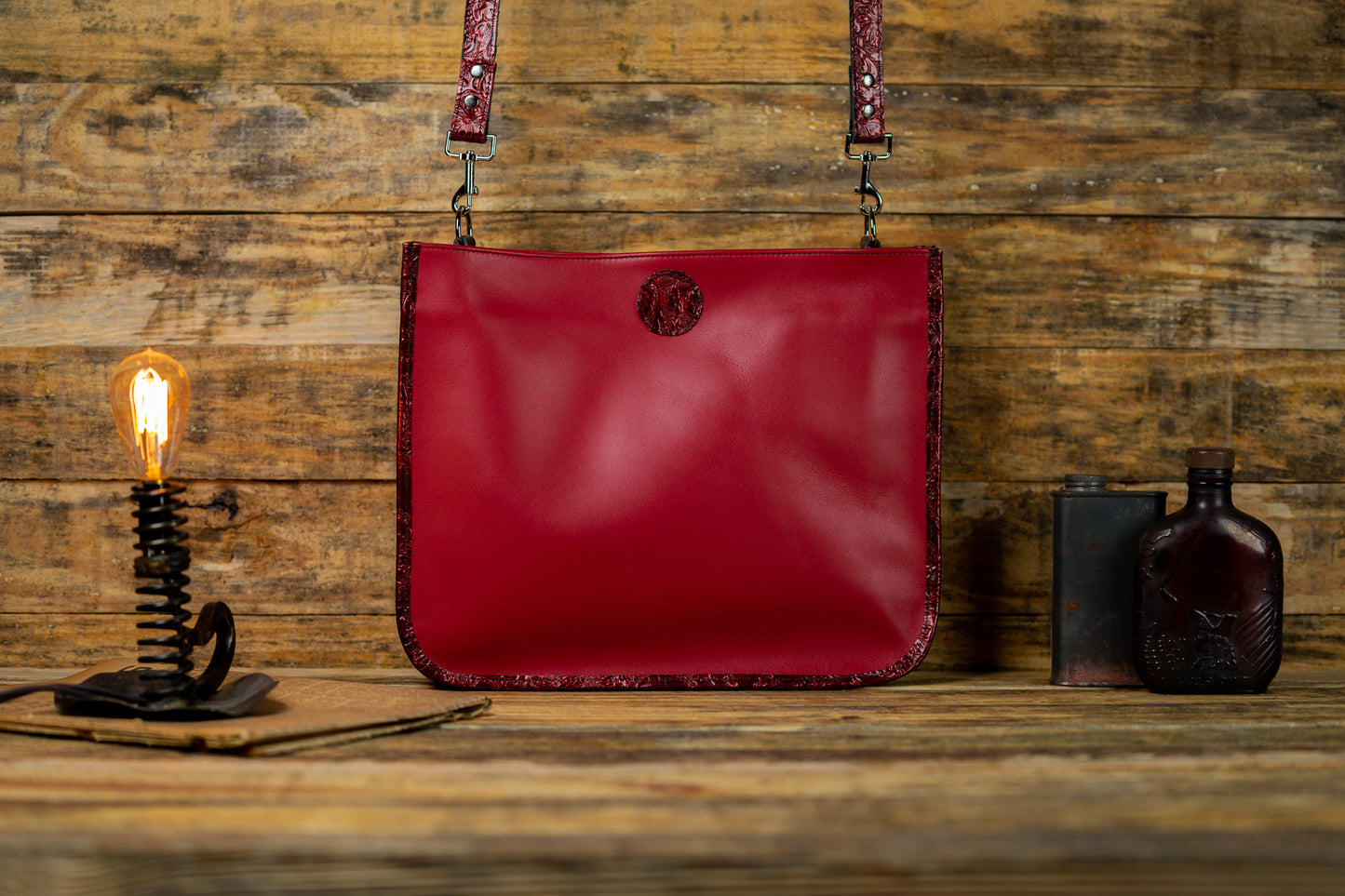 Red leather purse