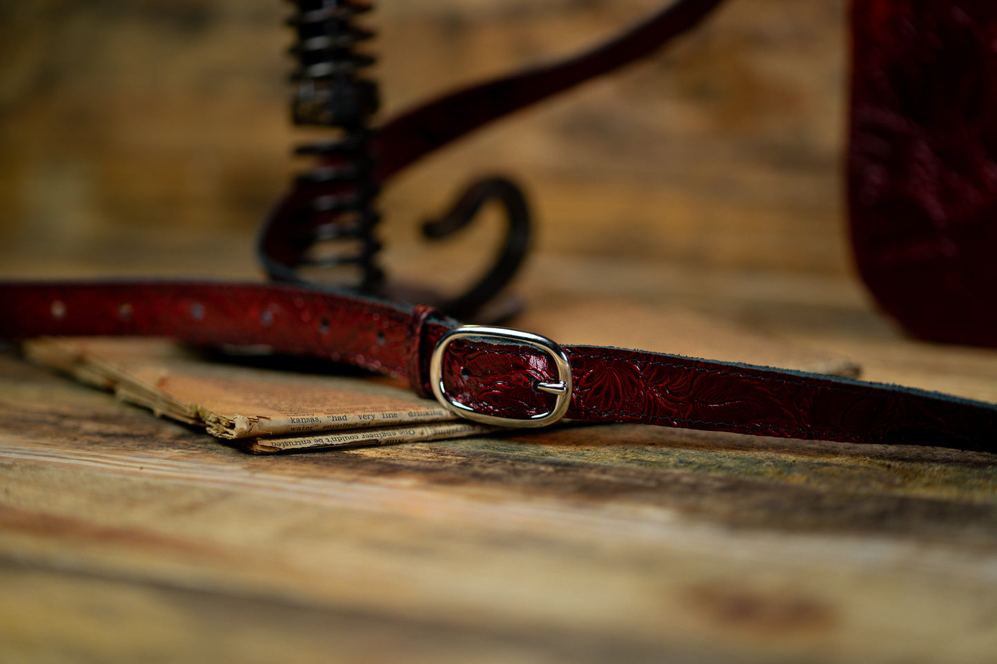 Red leather purse strap