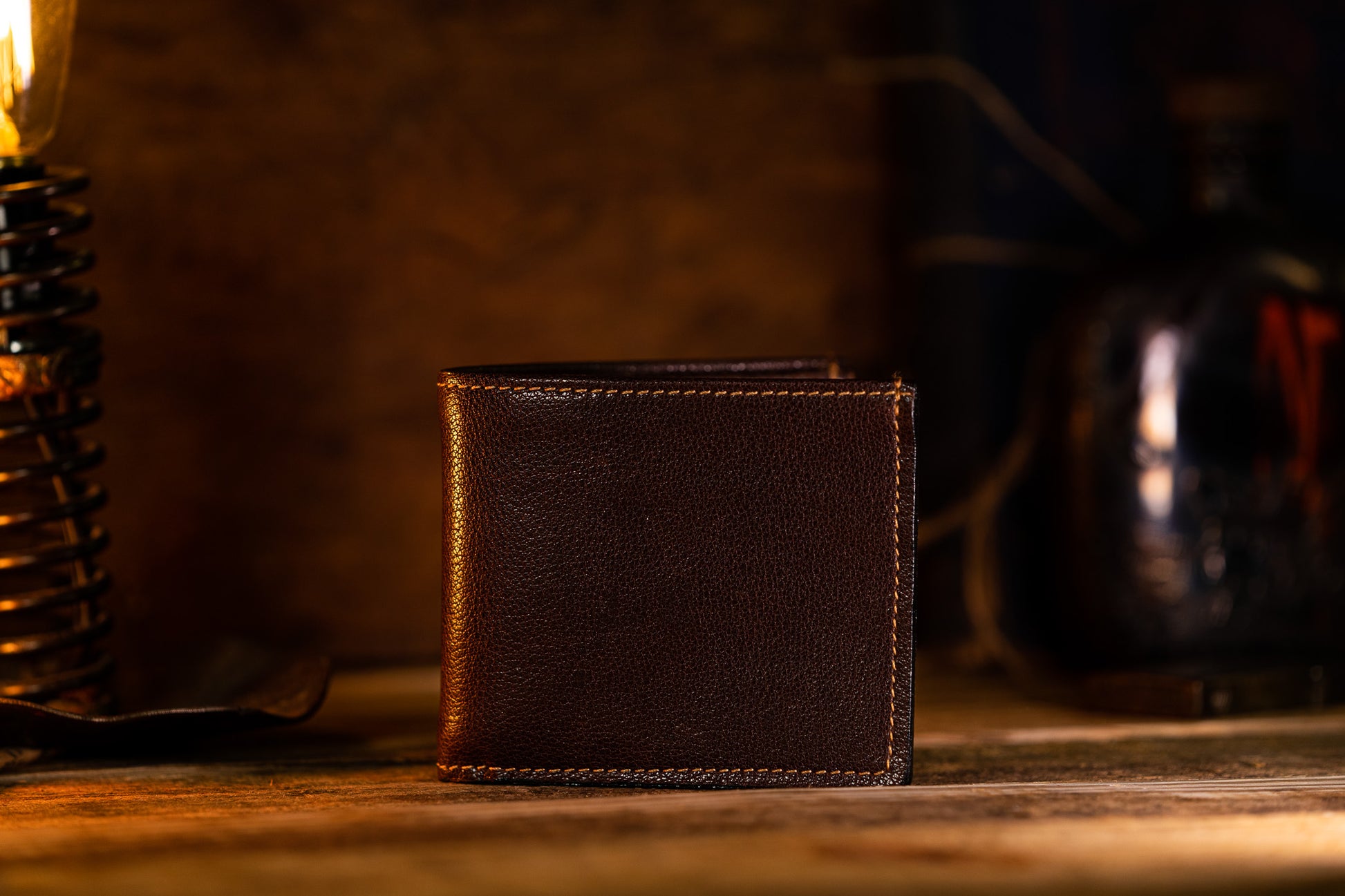 Brown handcrafted leather wallet