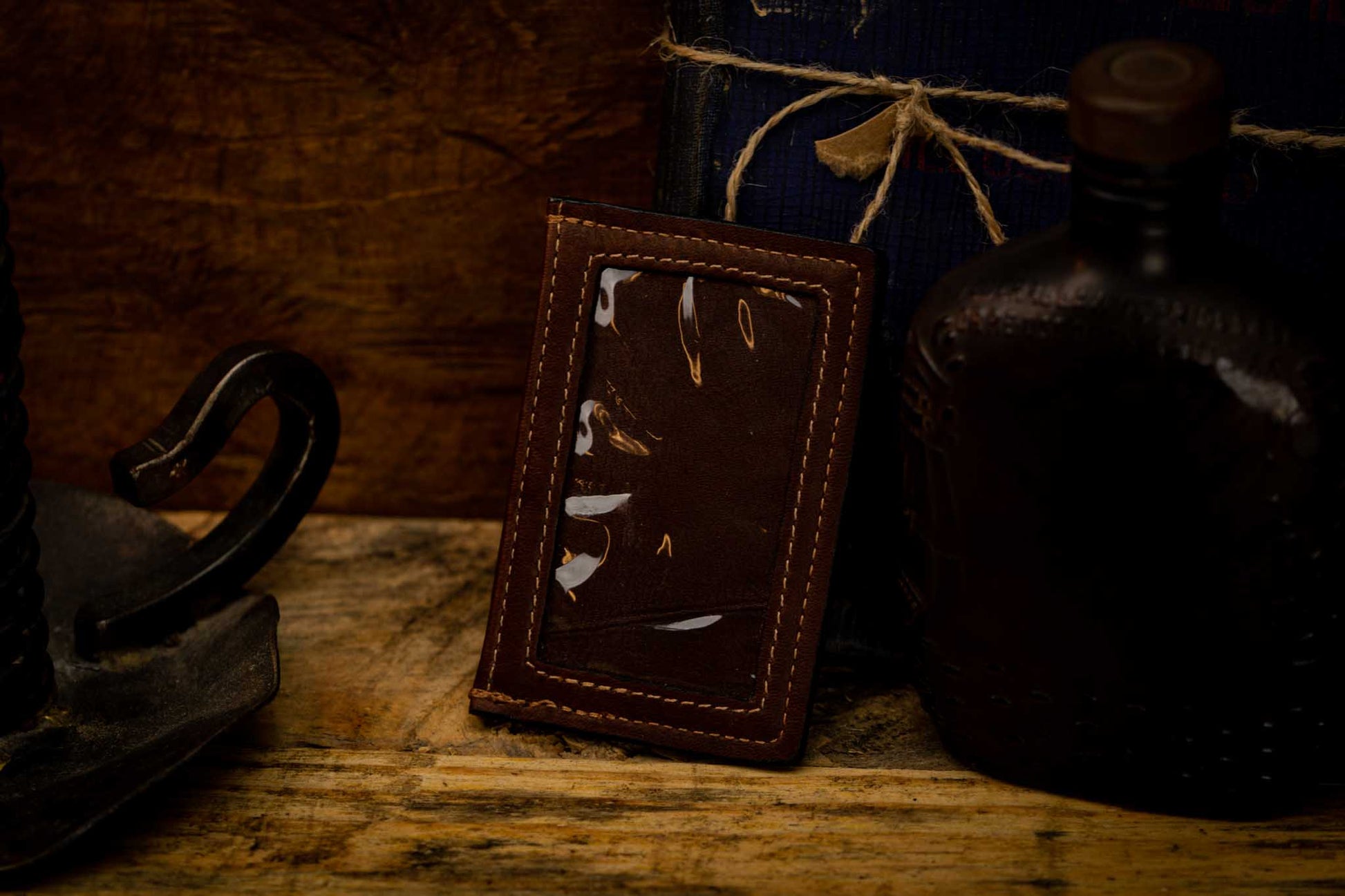 brown leather money clip