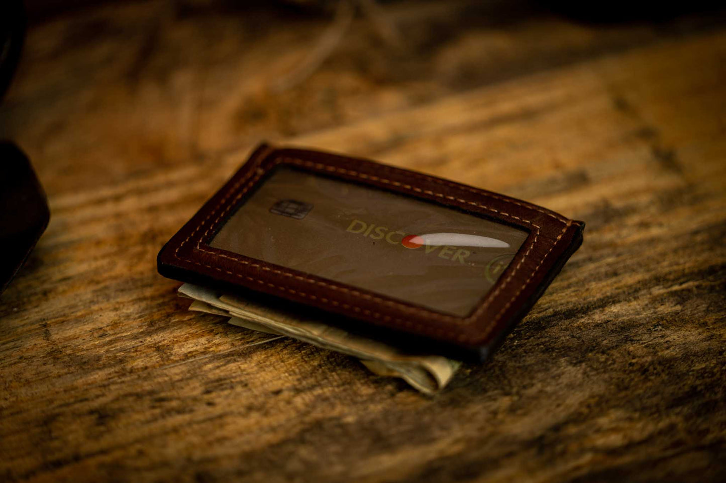 brown leather money clip