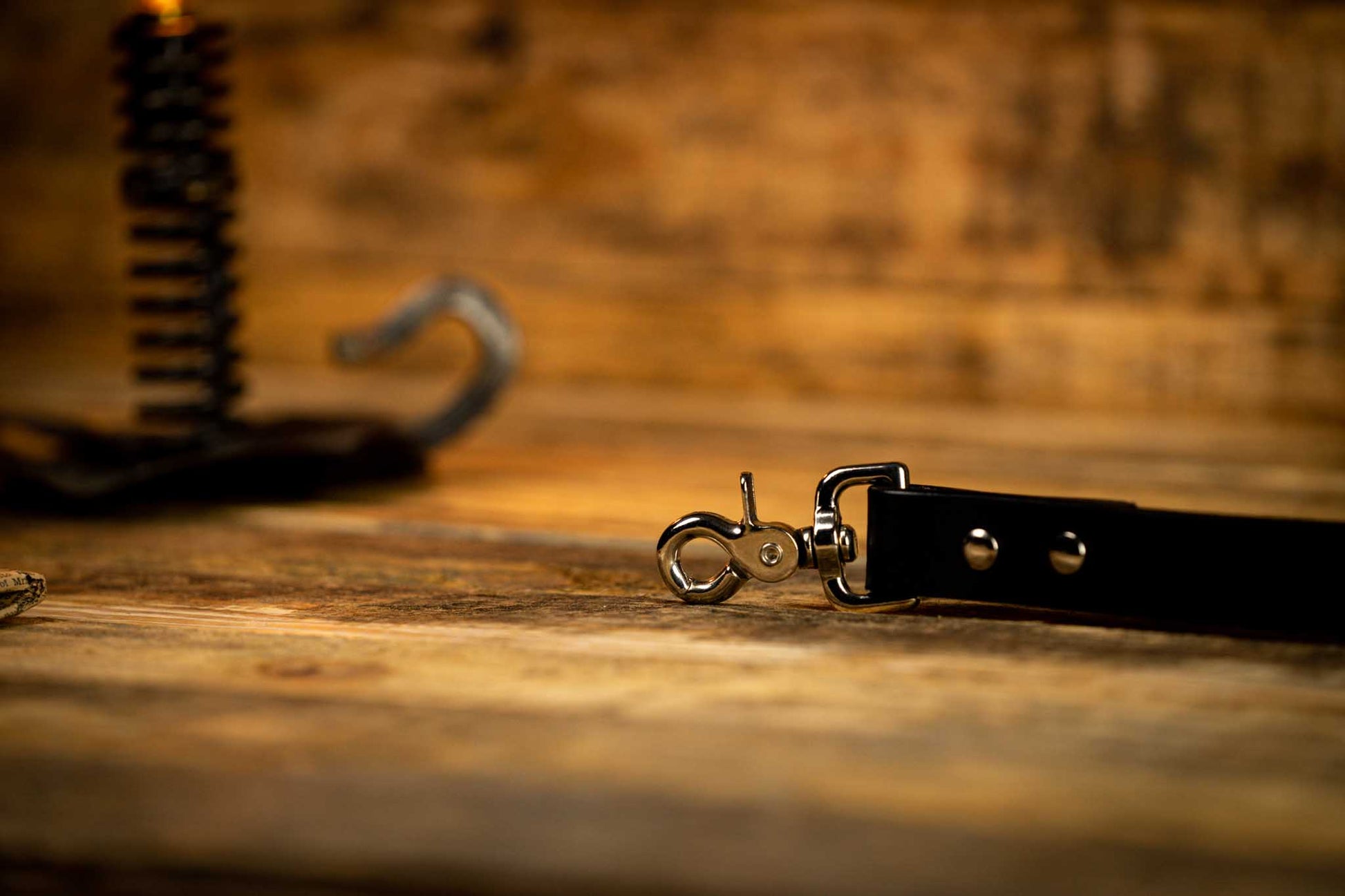 black leather dog leash